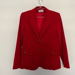 1970s corduroy red blazer with patch elbows vintage